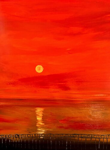 Trentinara - Blick auf Capri und die Amalfiküste di Sonja Kalmanfi, Pittura in vendita su Singulart