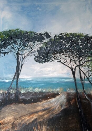 A marzo - Torre di Mare - Cilento - Italien van Sonja Kalmanfi, Schilderij te koop op Singulart