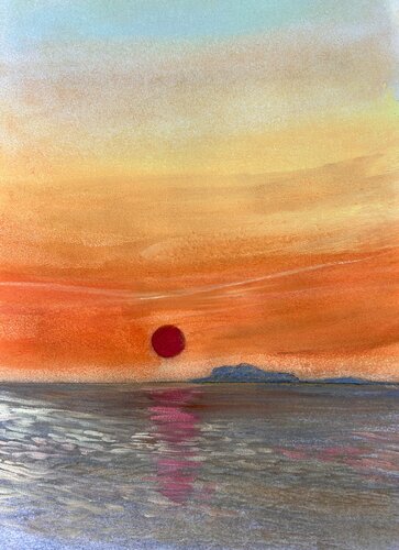 Capri - Sole rosso von Sonja Kalmanfi, Malerei kaufen auf Singulart