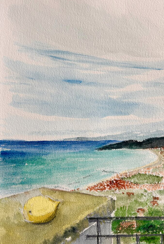 Vista sulla Costiera Amalfitana - Castellabate von Sonja Kalmanfi, Malerei kaufen auf Singulart