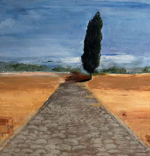 Via Sacra II - Templi di Paestum de Sonja Kalmanfi, Pintura a la venta en Singulart