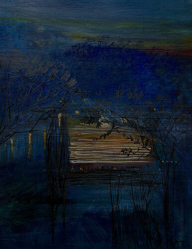 Ora blu - Templi di Paestum di Sonja Kalmanfi, Pittura in vendita su Singulart