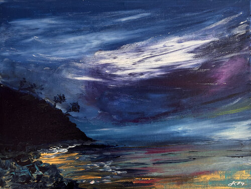 Notte - Baia Arena di Sonja Kalmanfi, Pittura in vendita su Singulart