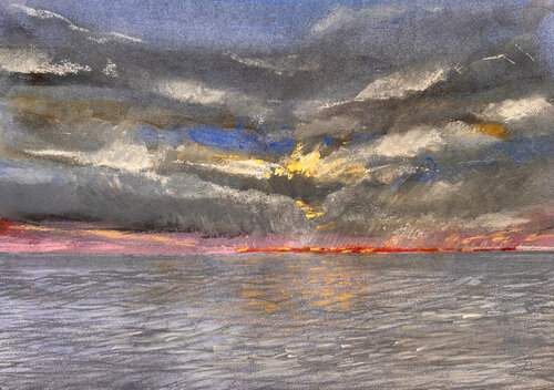 Un pomeriggio al mare van Sonja Kalmanfi, Schilderij te koop op Singulart