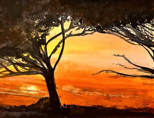 Tramonto di Paestum von Sonja Kalmanfi, Malerei kaufen auf Singulart