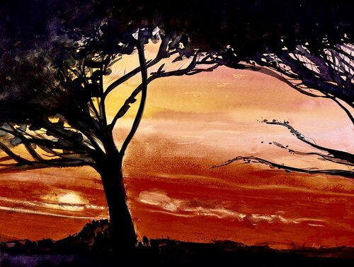 Tramonto di Paestum von Sonja Kalmanfi, Malerei kaufen auf Singulart