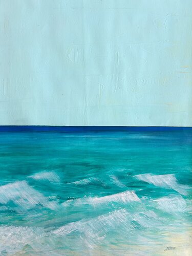 Orizzonte – Nastro blu van Sonja Kalmanfi, Schilderij te koop op Singulart