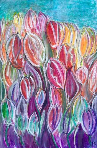 Tulpenzeit di Sonja Kalmanfi, Pittura in vendita su Singulart