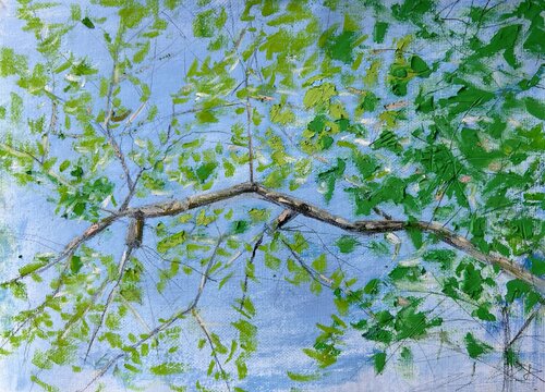 Under the apple tree par Sonja Kalmanfi, Peinture en vente sur Singulart