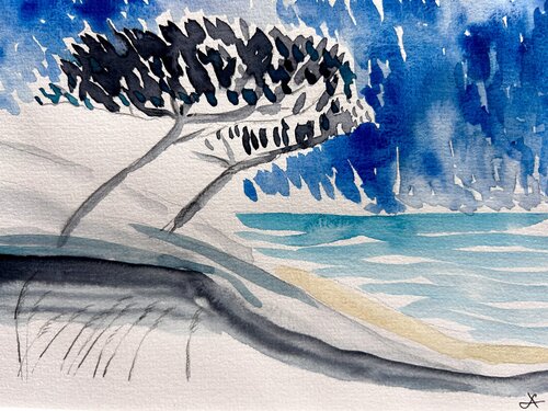 Spiaggia Baia Arena / Cilentana lV par Sonja Kalmanfi, Peinture en vente sur Singulart