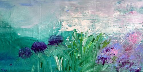 Shades of Mediterranean Purple - Villa Cerone de Sonja Kalmanfi, Pintura a la venta en Singulart