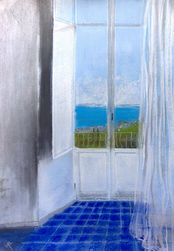 Mediterranean Lightness - Castellabate par Sonja Kalmanfi, Peinture en vente sur Singulart