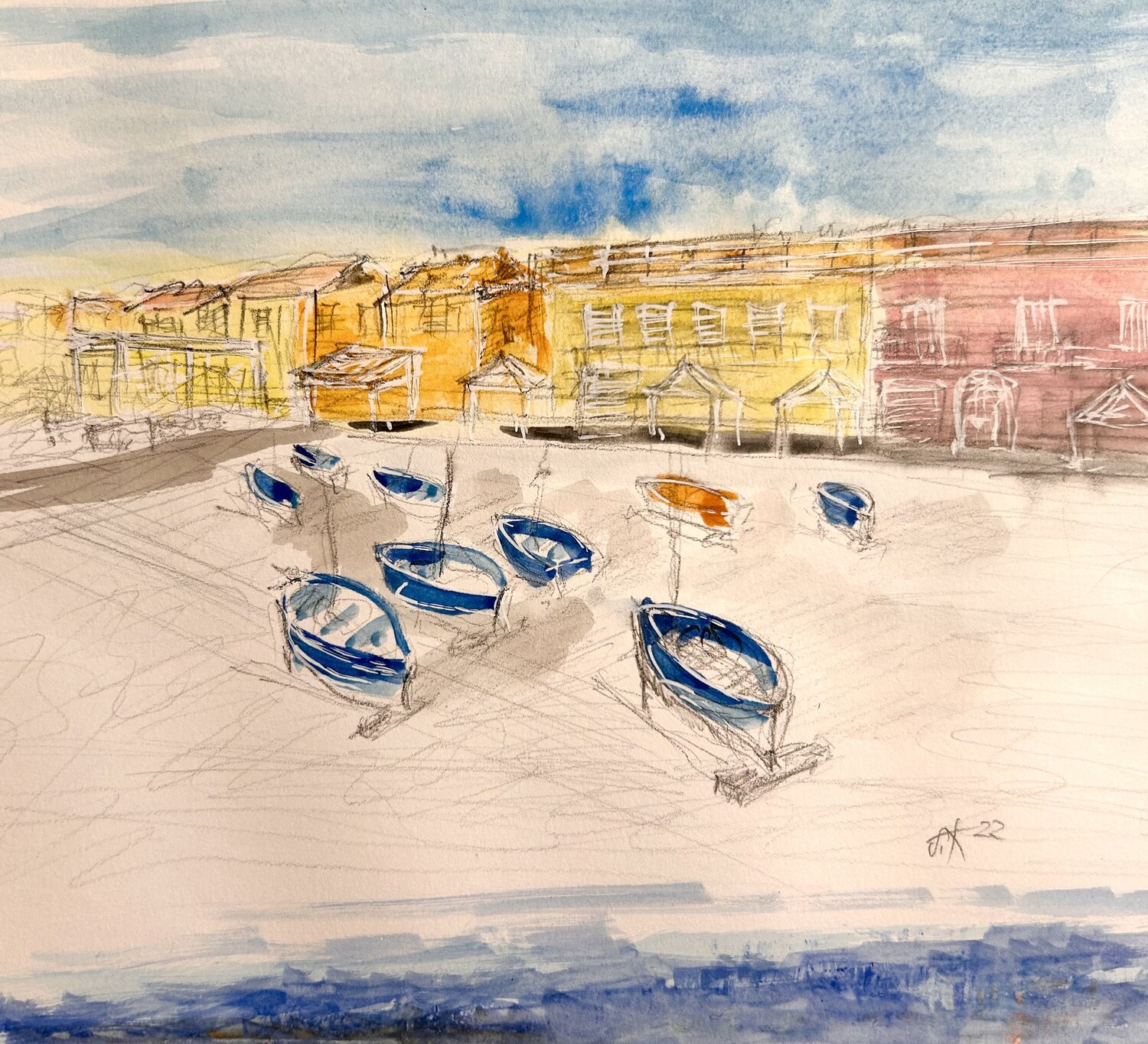 Porto - Santa Maria di Castellabate Sonja Kalmanfi Originalgemälde zu verkaufen