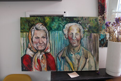 GRANDPARENTS van Ares Zanoaga, Schilderij te koop op Singulart