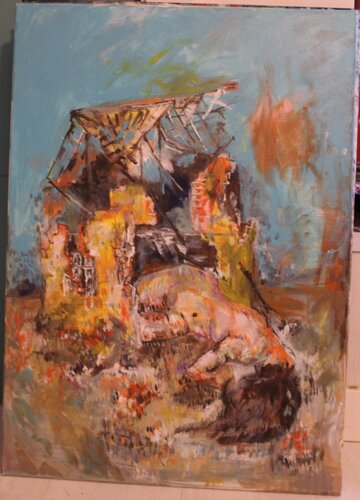 THE YELLOW HOUSE von Ares Zanoaga, Malerei kaufen auf Singulart