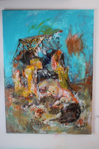 THE YELLOW HOUSE by Ares Zanoaga, Painting for Sale on Singulart