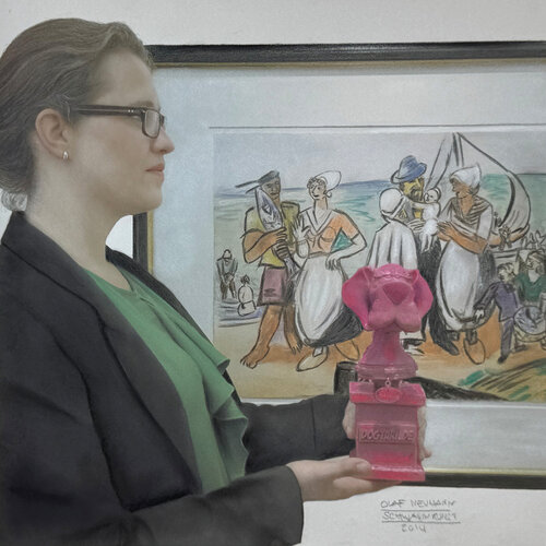 Museumsbesucherin Nr. 5 van Olaf Neumann, Werk op papier te koop op Singulart