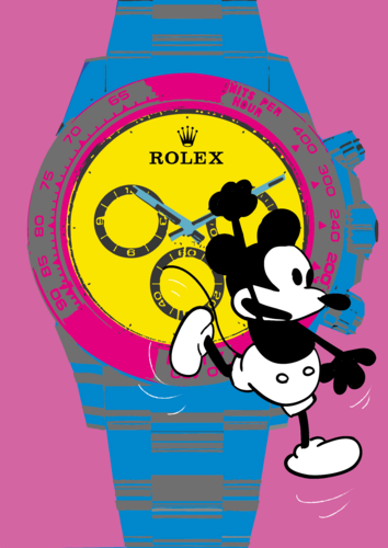 Rolex Mickey I (Pink-Yellow Edition) by Olaf Neumann, Print for Sale on Singulart