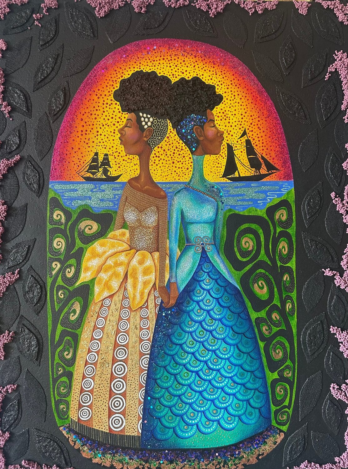 Yemaya & Oshun: The Shoreline Between Worlds Ashley Joi Dipinto originale in vendita