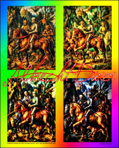 ALBRECHT DÜRER · RITTER, TOD UND TEUFEL (Set mit 4 verwandten Bildern) par JOACHIM ARNO ZIEGENRÜCKER (JOARNO), Édition en vente sur Singulart