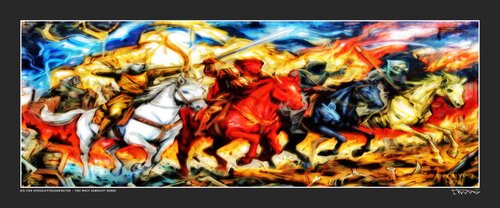 DIE VIER APOKALYPTISCHEN REITER • FREI NACH ALBRECHT DÜRER by JOACHIM ARNO ZIEGENRÜCKER (JOARNO), 인쇄 for Sale on Singulart
