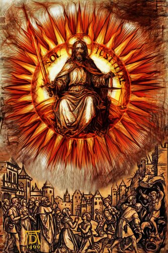 DIE SONNE DER GERECHTIGKEIT (Sol Justitiae) • FREI NACH ALBRECHT DÜRER UM 1499 by JOACHIM ARNO ZIEGENRÜCKER (JOARNO), 인쇄 for Sale on Singulart