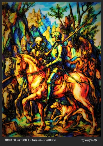 RITTER, TOD und TEUFEL II (frei nach Albrecht Dürer) di JOACHIM ARNO ZIEGENRÜCKER (JOARNO), Stampa in vendita su Singulart