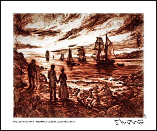 DIE LEBENSSTUFEN • FREI NACH CASPAR DAVID FRIEDRICH de JOACHIM ARNO ZIEGENRÜCKER (JOARNO), Impresión a la venta en Singulart