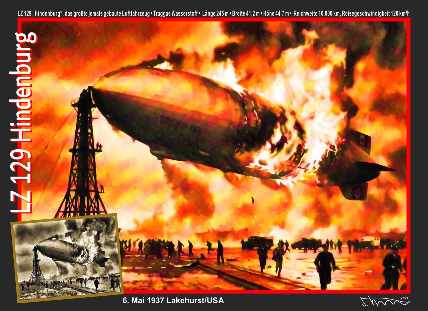 LZ 129 HINDENBURG JOACHIM ARNO ZIEGENRÜCKER (JOARNO) Druck zu verkaufen