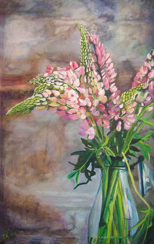 Lupins di David Kingham, Pittura in vendita su Singulart