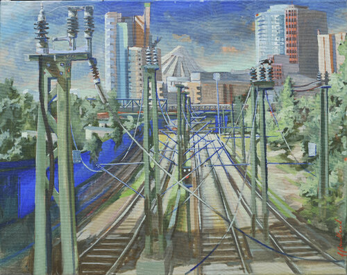 Blickauf den Potsdamer Platz80 di Sigurd Wendland, Pittura in vendita su Singulart