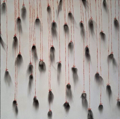 Ho legato il fumo con un filo rosso von Daniela Baldo, Malerei kaufen auf Singulart