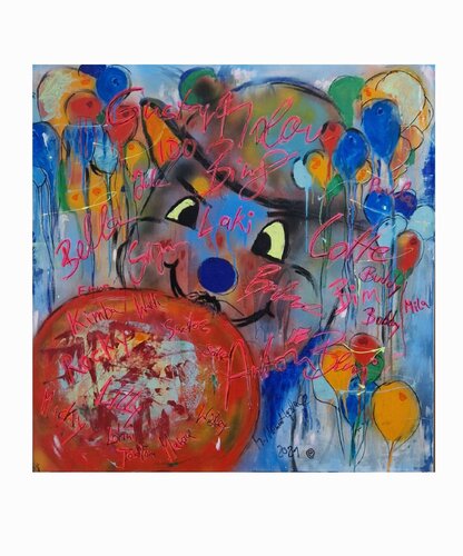 "funny the balloons" van Maria Dorothea Narmont-Laplace, Schilderij te koop op Singulart