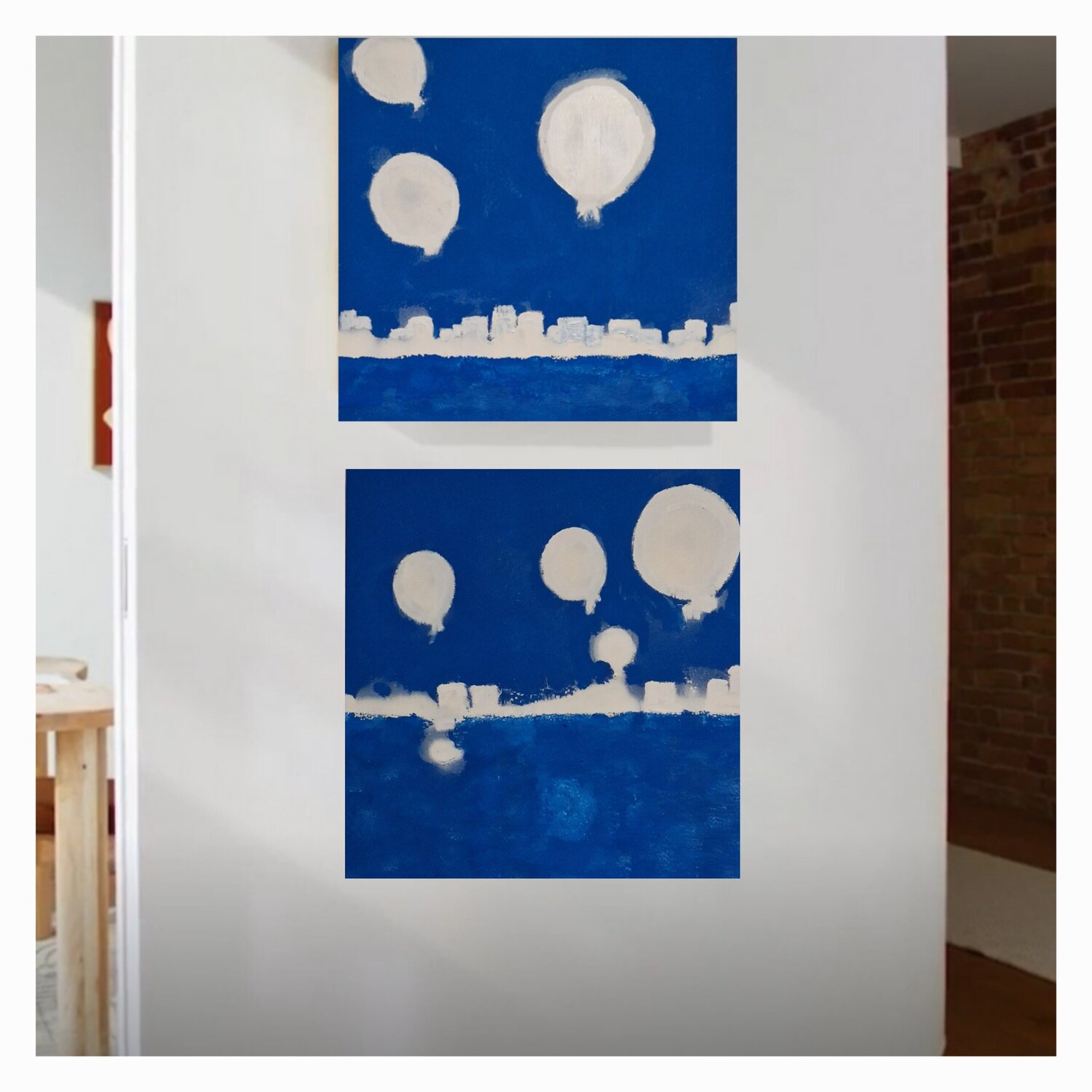 "Skyline" 2 x ( Diptychon) Maria Dorothea Narmont-Laplace Originalgemälde zu verkaufen