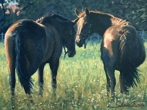 Sommerabend auf der Pferdekoppel de Philipp Schomaker, Pintura a la venta en Singulart