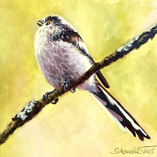 Schwanzmeise in den Zweigen by Philipp Schomaker, Painting for Sale on Singulart
