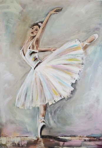 Ballerina in weiß by Carolin Giesa, Painting for Sale on Singulart
