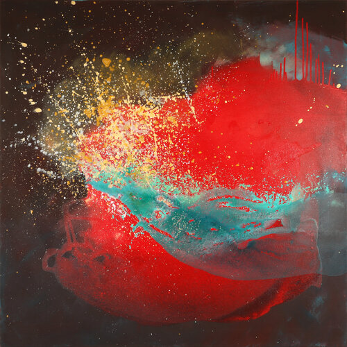 Abstrakt-Rot-Türkis di Tanja Robisch, Pittura in vendita su Singulart