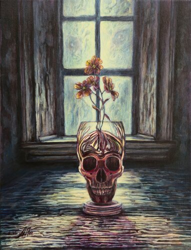 Flower from the Skull and the Invisible Watcher van Alla Ostrovsky, Schilderij te koop op Singulart