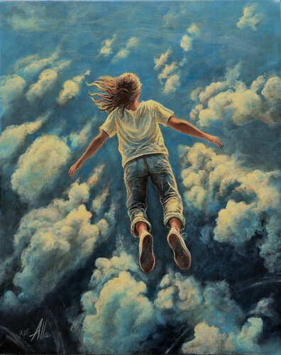 Favorite Lucid Dream – Symbolist Surreal Portrait di Alla Ostrovsky, Pittura in vendita su Singulart