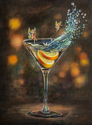 Martini Dreams: A Fairy's Voyage von Alla Ostrovsky, Malerei kaufen auf Singulart