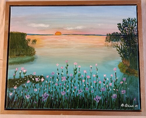 Romantischer Sonnenuntergang am See by Betty Dienel, 油畫 for Sale on Singulart