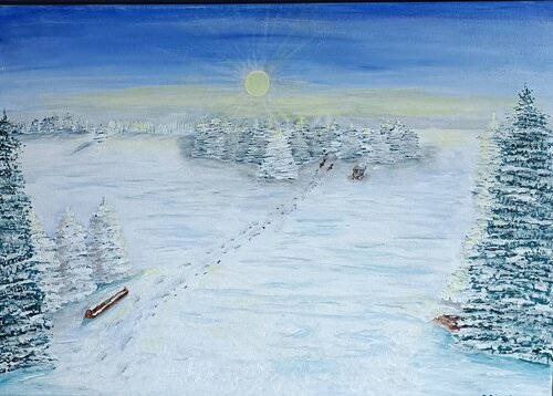 Erste Winterlandschaft by Betty Dienel, 油畫 for Sale on Singulart