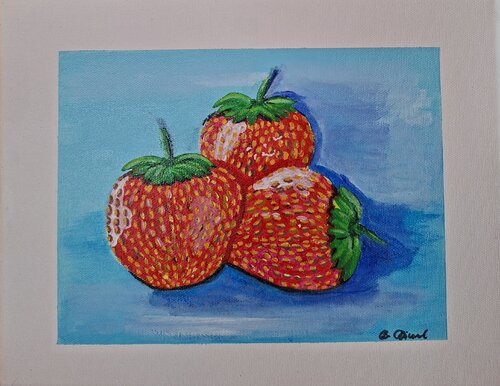 Erdbeeren, einfach nur Erdbeeren by Betty Dienel, 油畫 for Sale on Singulart