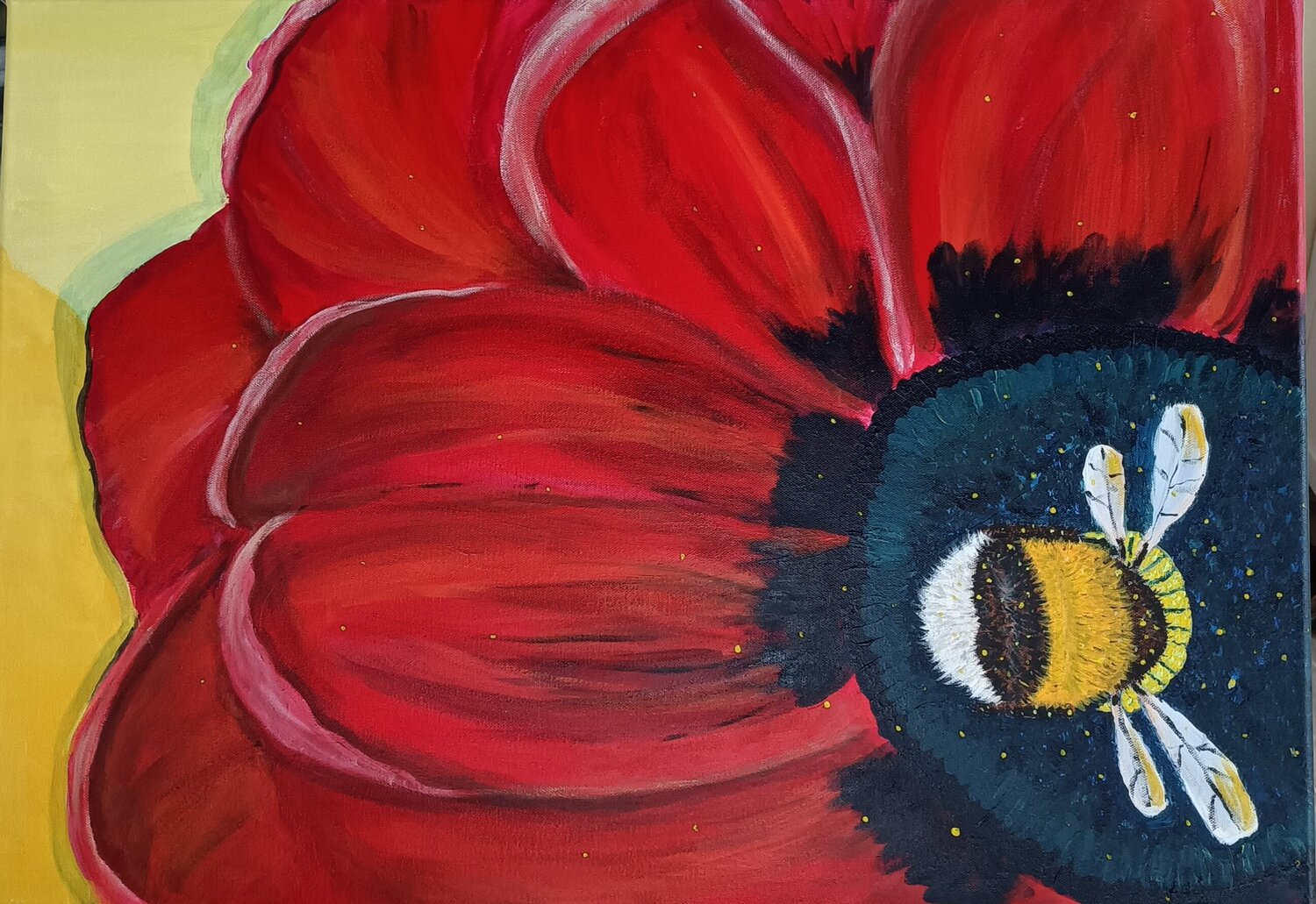 Kleine Hummel ganz fleißig Betty Dienel Originalgemälde zu verkaufen