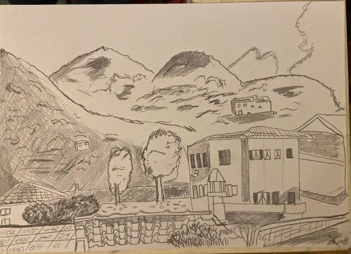 Night on the hills van Lhandy, Tekening te koop op Singulart