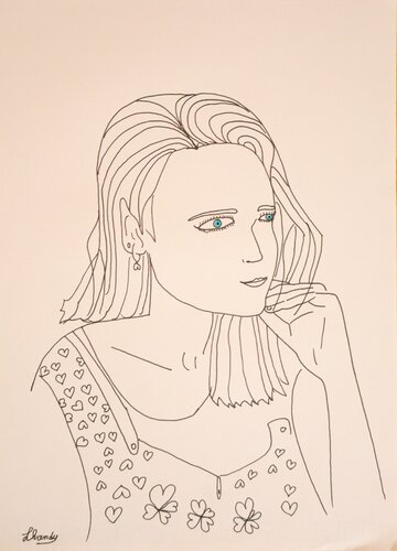 Supposing - Elegant Female Face Sketch by Lhandy, Drawing for Sale on Singulart