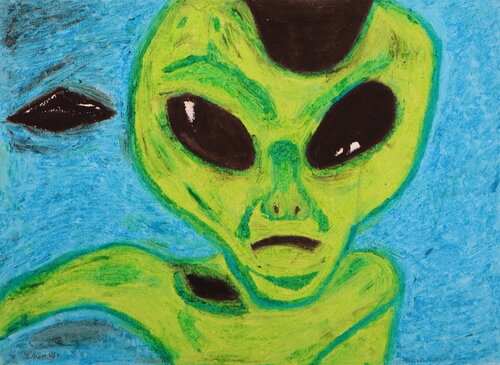 Extraterrestrial Encounter by Lhandy, Drawing for Sale on Singulart
