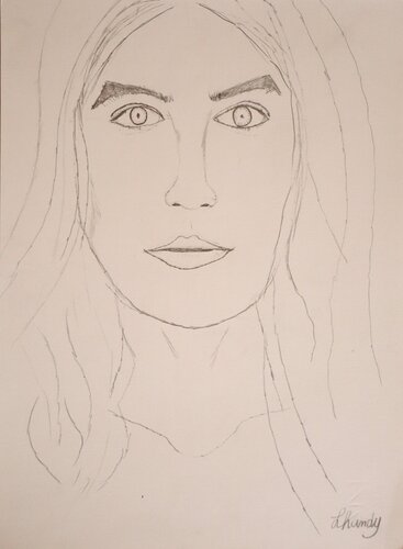Goddess Of Beauty - Fine Line Woman Sketch by Lhandy, Drawing for Sale on Singulart