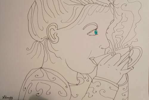 Little Girl's Breakfast von Lhandy, Zeichnungen kaufen auf Singulart